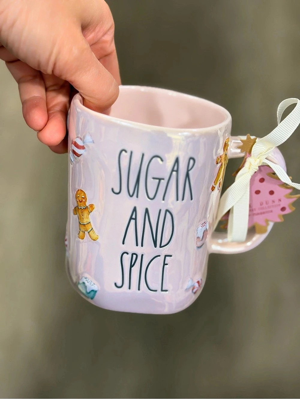 Rae Dunn Sugar and Spice Gingerbread Mug Pink NWT